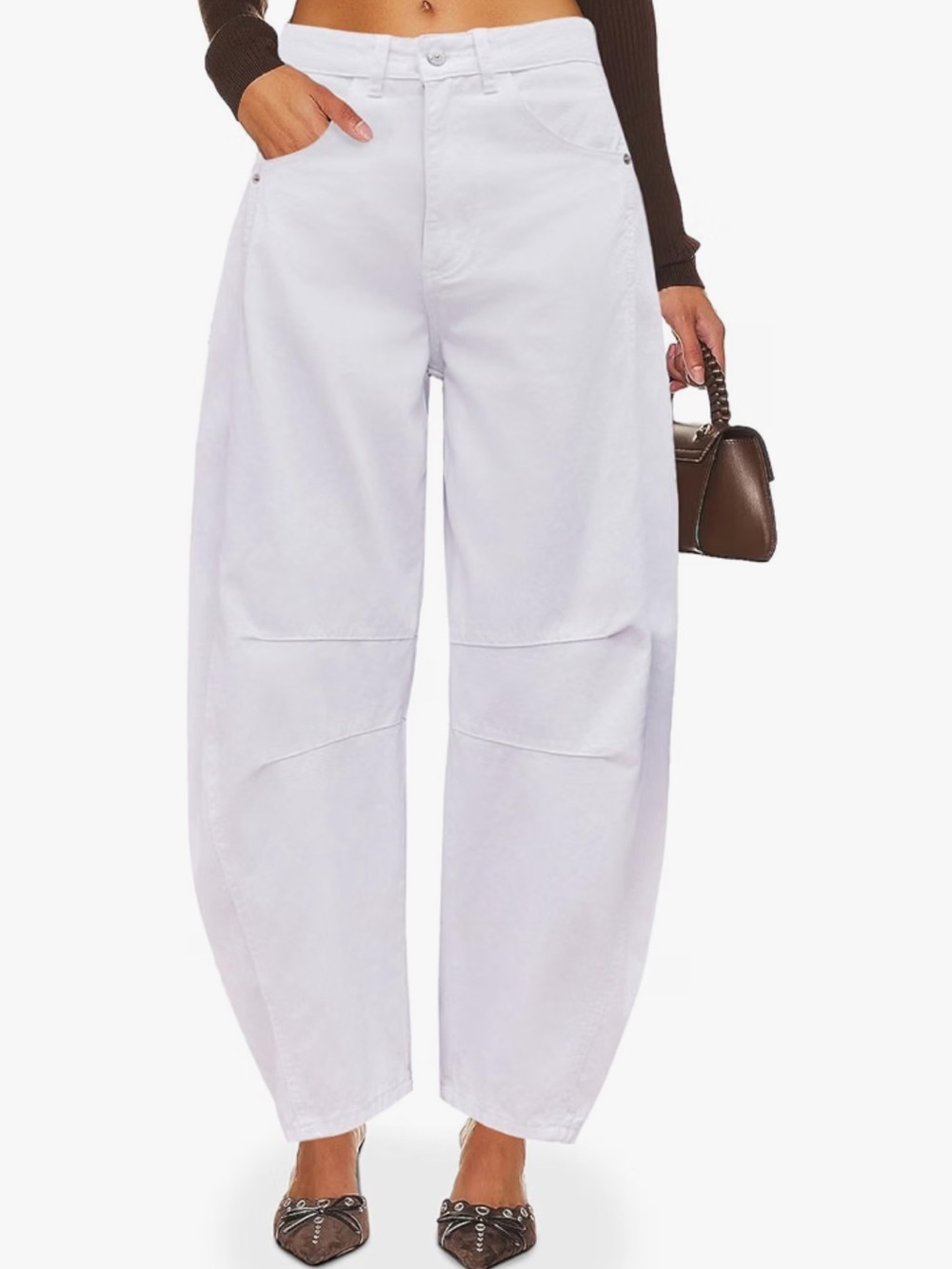 Wide Leg Barrel Jeans in White
